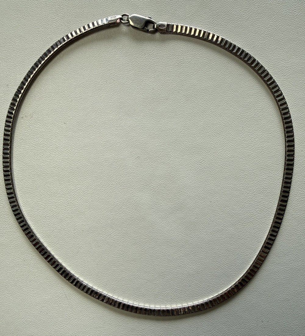 Vintage 925 Italy Sterling Silver Omega Necklace 16" 20g 3mm Stamped